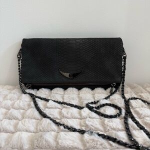 Zadig & Voltaire Black Clutch with Chain Detail